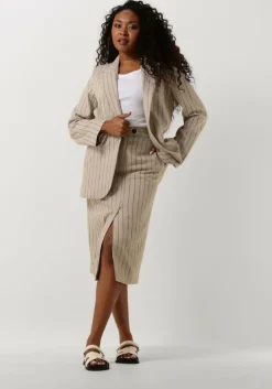 beige co'couture midirok linen pin pencil skirt