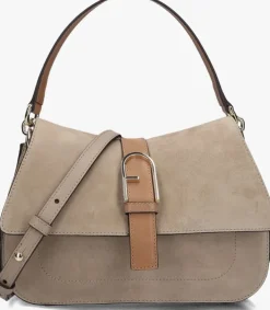 beige furla schoudertas flow m top handle