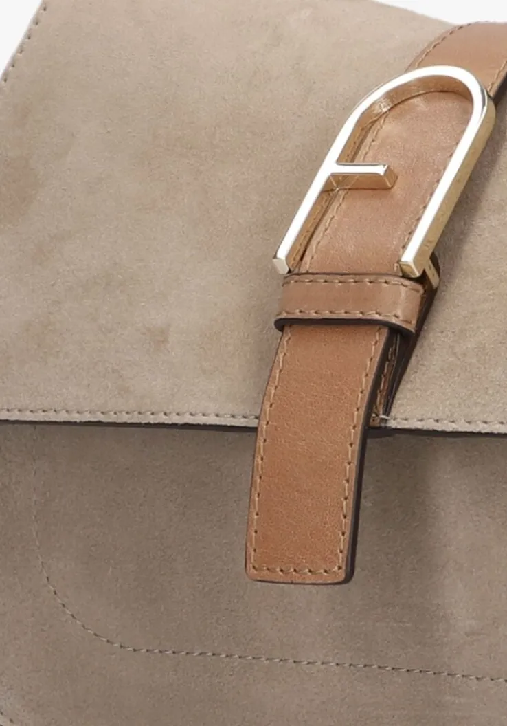 beige furla schoudertas flow m top handle