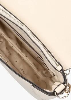 beige guess schoudertas fedora flap shoulder bag