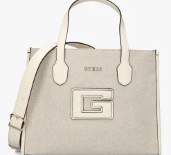 beige guess schoudertas g status 2 compartment tote