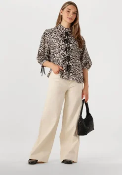 beige jansen amsterdam blouses robine blouse wa 798 3/4 sleeve bowdetails