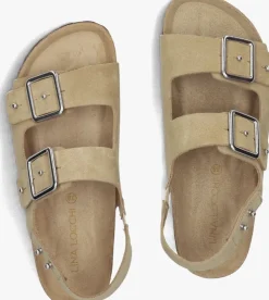 beige lina locchi slippers sue bio sandaal 2 gesp