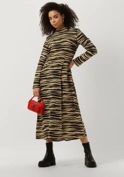 beige modström maxi jurk becky print dress