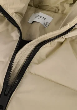beige msch copenhagen gewatteerde jas mschpavinaria zip jacket