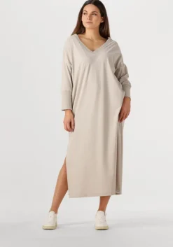 beige penn & ink midi jurk dress v