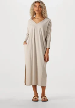 beige penn & ink midi jurk dress v