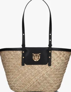 beige pinko shopper love summer basket raffia