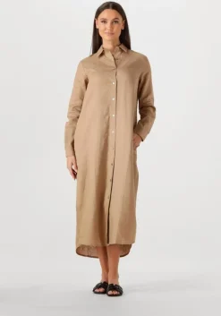 beige resort finest maxi jurk shirt dress