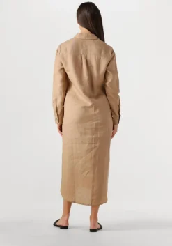 beige resort finest maxi jurk shirt dress