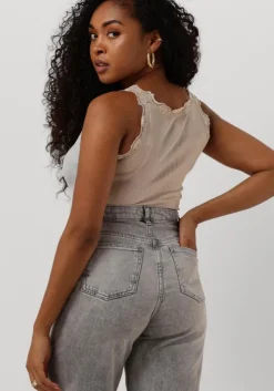 beige rosemunde top silk top w/ lace