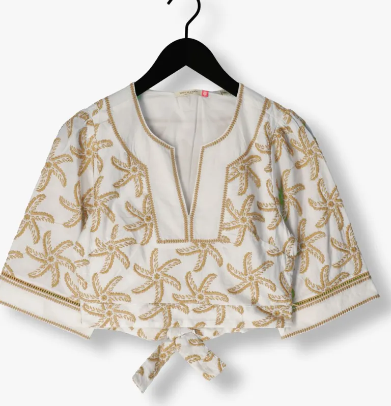 SCOTCH & SODA top embroidered linen crop top>DAMES Tops & T-Shirts