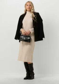 beige selected femme midi jurk slfmaline ls knit dresshigh neck