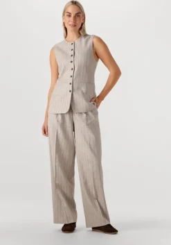 beige selected femme pantalon slfvilka sun hw extra wide pant