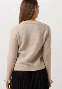beige selected femme trui slflulu ls knit frill cuff o-neck