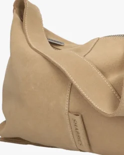 beige shabbies schoudertas cas suede bag