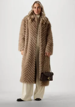 beige stand studio faux fur jas wynther coat