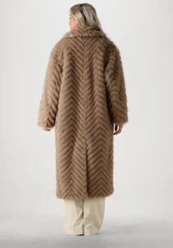 beige stand studio faux fur jas wynther coat
