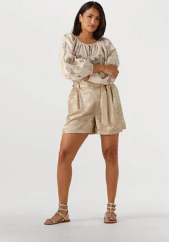 beige summum blouses longsleeve top linen heavy embroidery