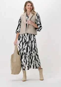 beige summum maxi jurk dress graphic two tone