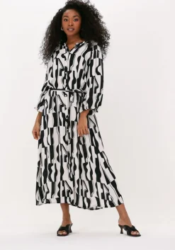 beige summum maxi jurk dress graphic two tone