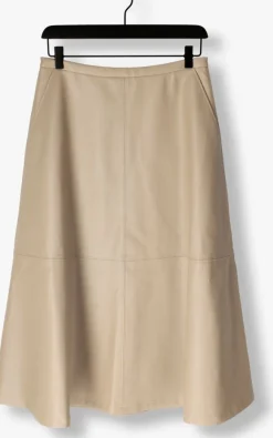 beige summum midirok skirt faux leather
