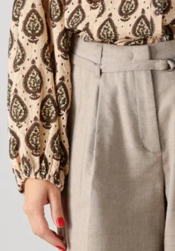 beige summum pantalon trousers wide linen blend twill