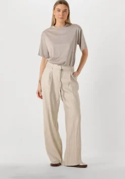 SUMMUM pantalon trousers wide linen blend twill>DAMES Broeken