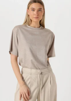 beige summum t-shirt boxy top soft lurex jersey