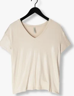 SUMMUM t-shirt v-neck top metallic coated jersey><noscript><img width=