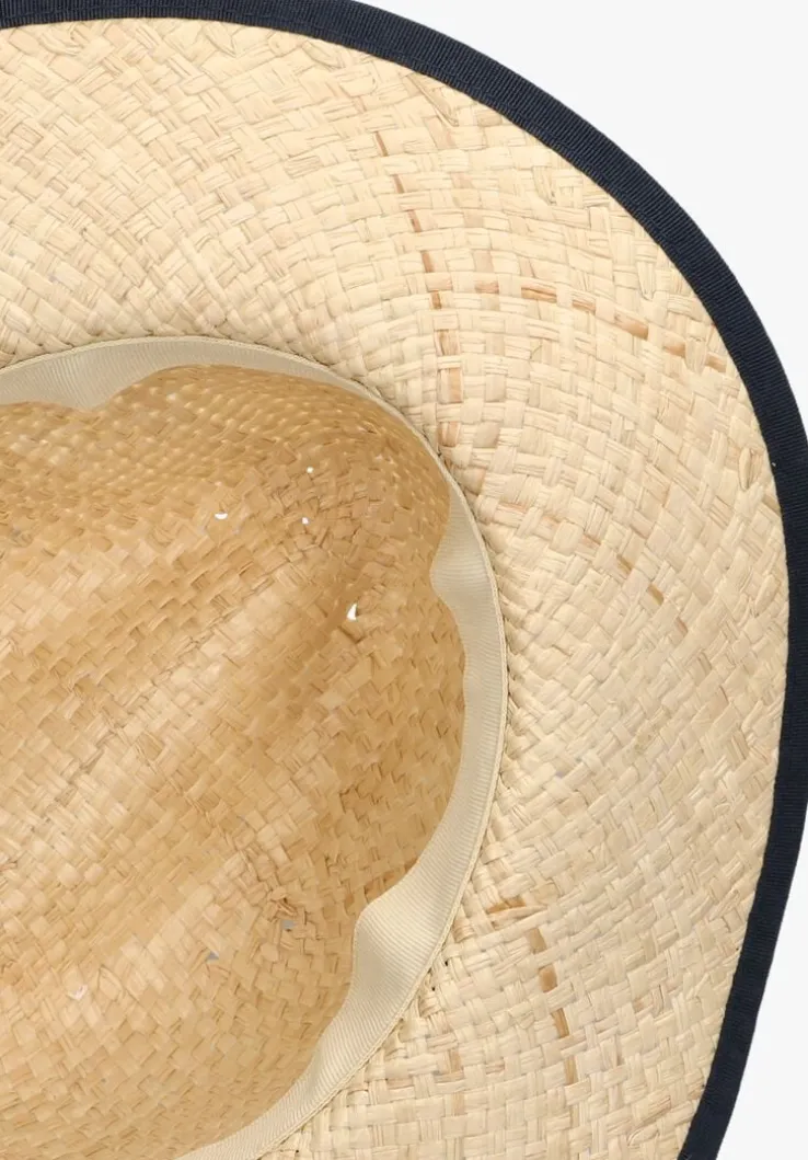 beige tommy hilfiger hoed beach summer straw fedora hat