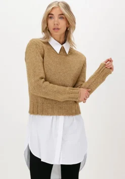 beige vanilia trui small button