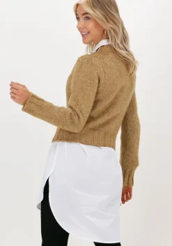 beige vanilia trui small button