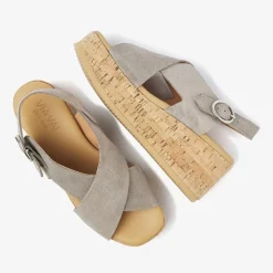 beige via vai platte sandalen sissel raise