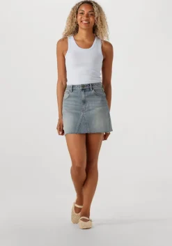 blauwe abrand jeans minirok a line skirt gisele