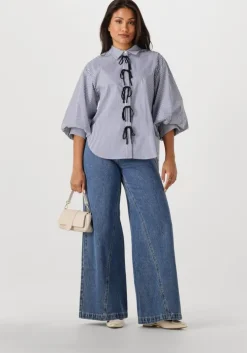 blauwe abrand jeans wide jeans super wide chantell