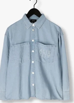 blauwe alix the label blouses ladies woven chambray peplum denim blouse