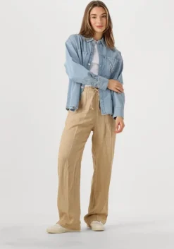 blauwe alix the label blouses ladies woven chambray peplum denim blouse