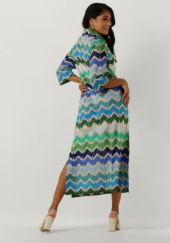 blauwe ana alcazar midi jurk shirt midi dress
