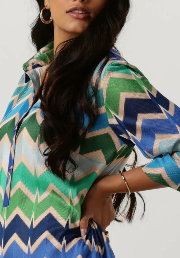 blauwe ana alcazar midi jurk shirt midi dress