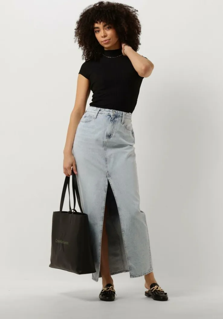 blauwe calvin klein maxirok maxi skirtda