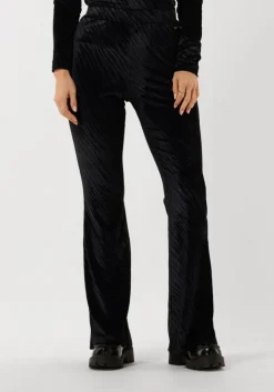 blauwe colourful rebel flared broek jolie zebra velvet flare