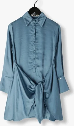 blauwe colourful rebel mini jurk mette satin wrap dress