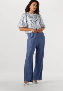 blauwe colourful rebel wijde broek melody structure straight pants