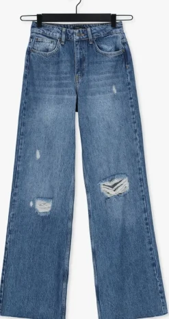 blauwe colourful rebel wide jeans gaia high rise wide leg denim pants