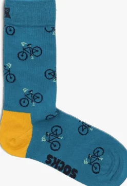 blauwe happy socks sokken bike