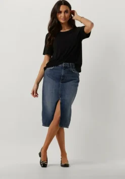 blauwe object midirok objharlow midi denim skirt