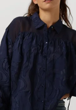 blauwe pom amsterdam blouses jaqcuard midnight blue