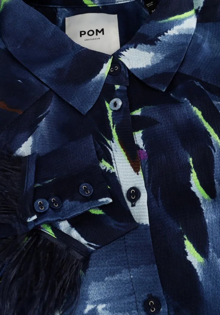 blauwe pom amsterdam midi jurk jada feathers blue