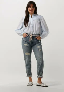 blauwe scotch & soda wide jeans the buzz slim boyfriend jeans - all tied up